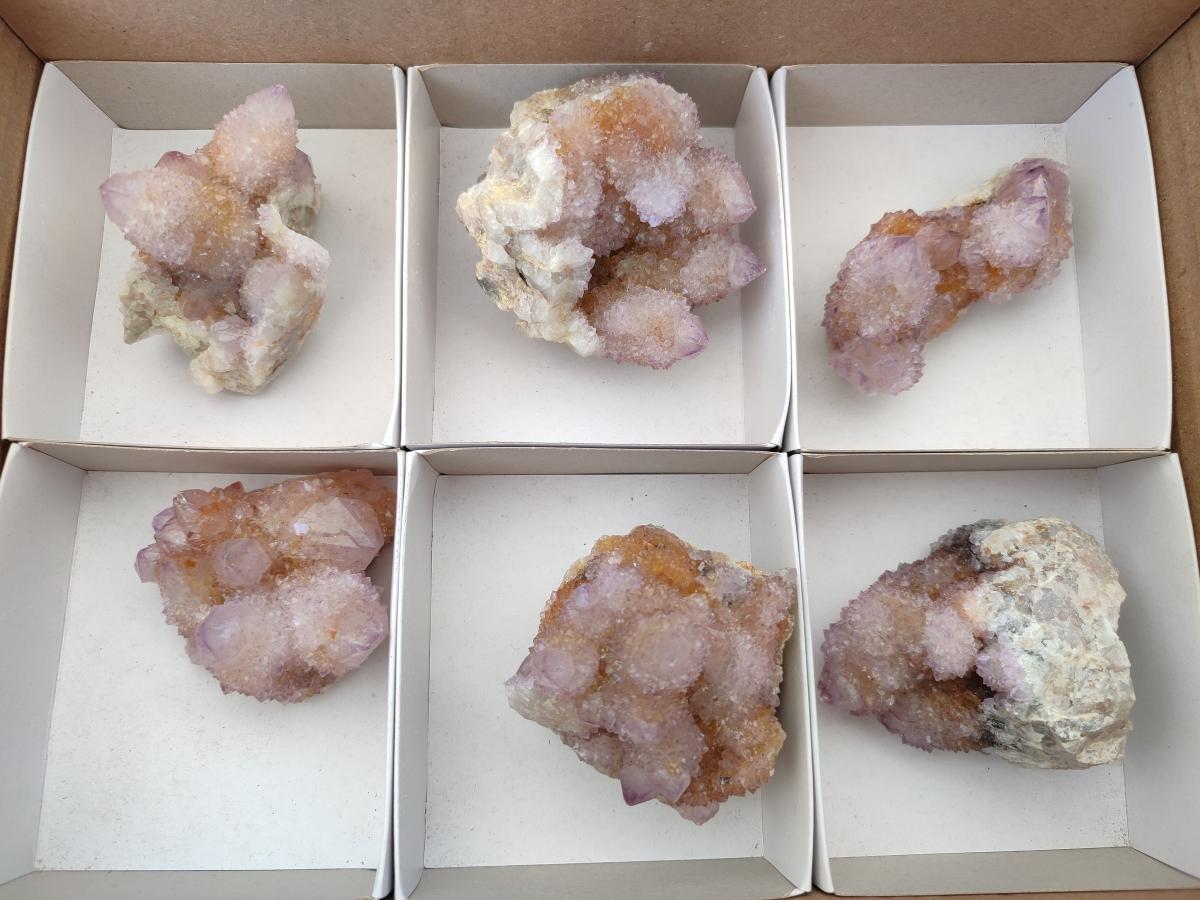 Natural Amethyst and Ametrine Spirit Clusters x 6 From Boekenhouthoek, South Africa