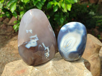 Polished Snow Orca Agate Standing Free Forms x 4 From Madagascar