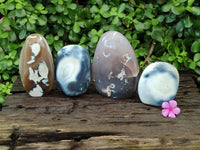 Polished Snow Orca Agate Standing Free Forms x 4 From Madagascar