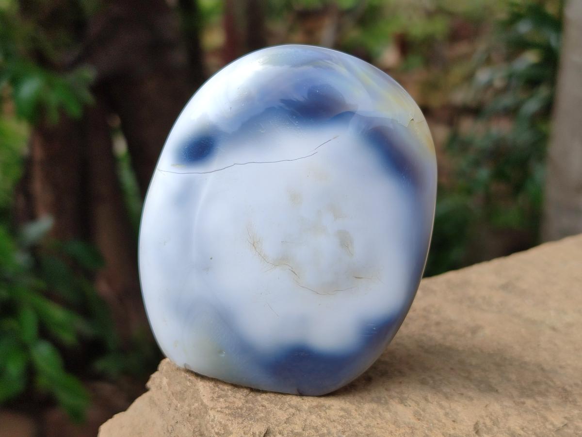 Polished Snow Orca Agate Standing Free Forms x 4 From Madagascar