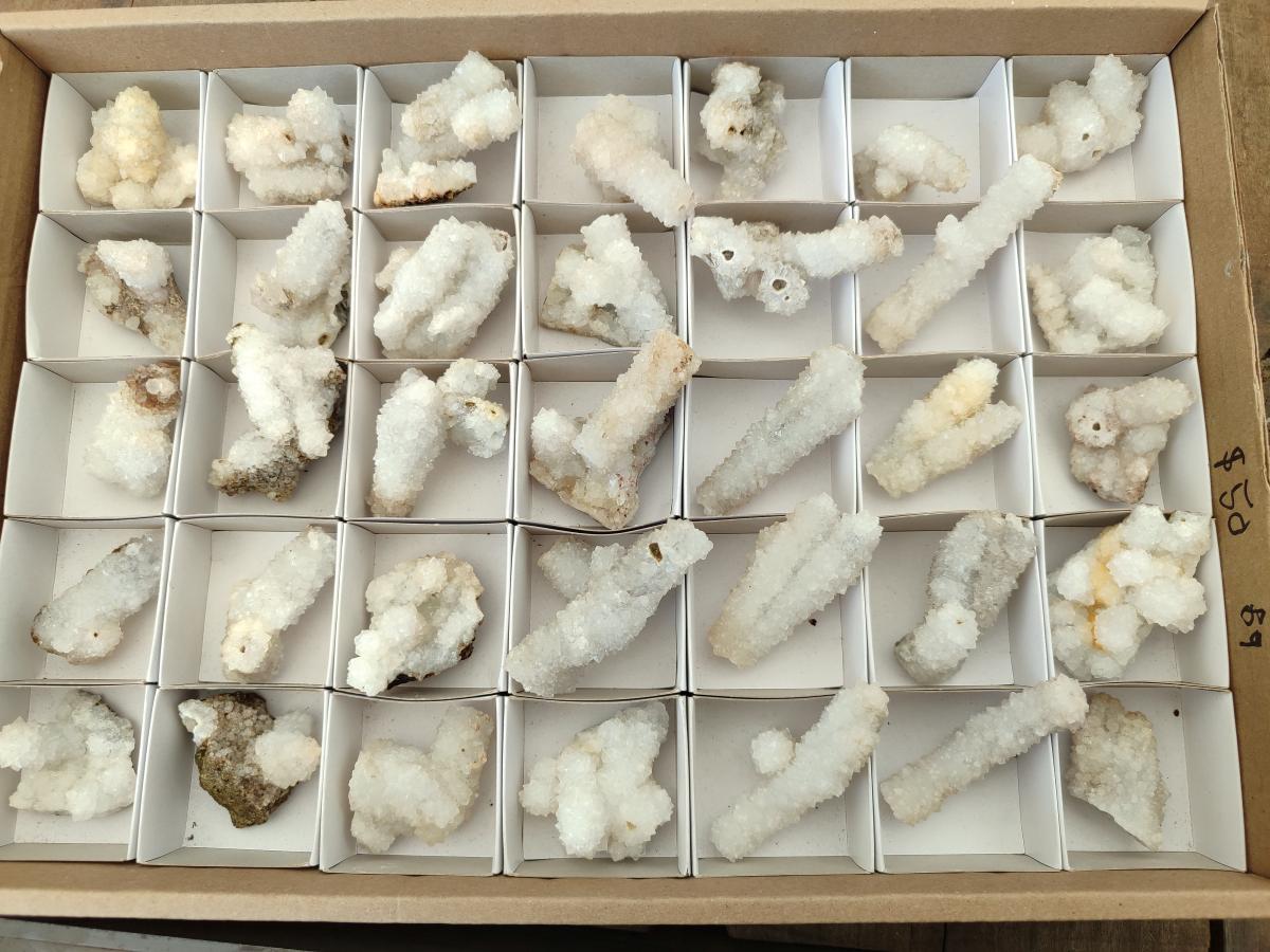 Natural Drusy Snow Finger Crystals x 35 From Albert's Mountain, Lesotho
