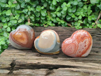 Polished Polychrome Jasper Hearts x 6 From NW Coast, Madagascar