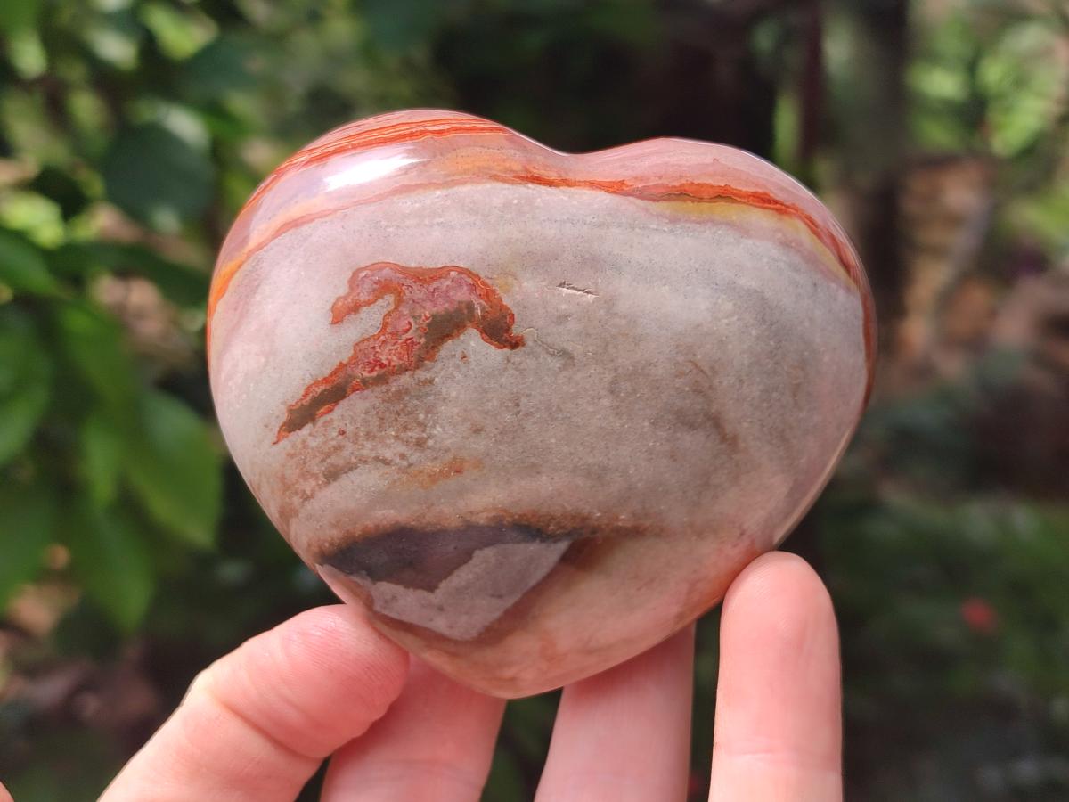 Polished Polychrome Jasper Hearts x 6 From NW Coast, Madagascar