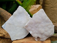 Natural Blue Lace Agate Crystalline Plate Specimens x 2 From Namibia