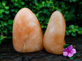 Polished Orange Twist Calcite Standing Free Forms x 2 From Maevantanana, Madagascar