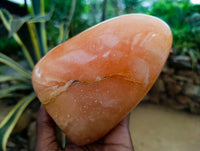 Polished Orange Twist Calcite Standing Free Forms x 2 From Maevantanana, Madagascar