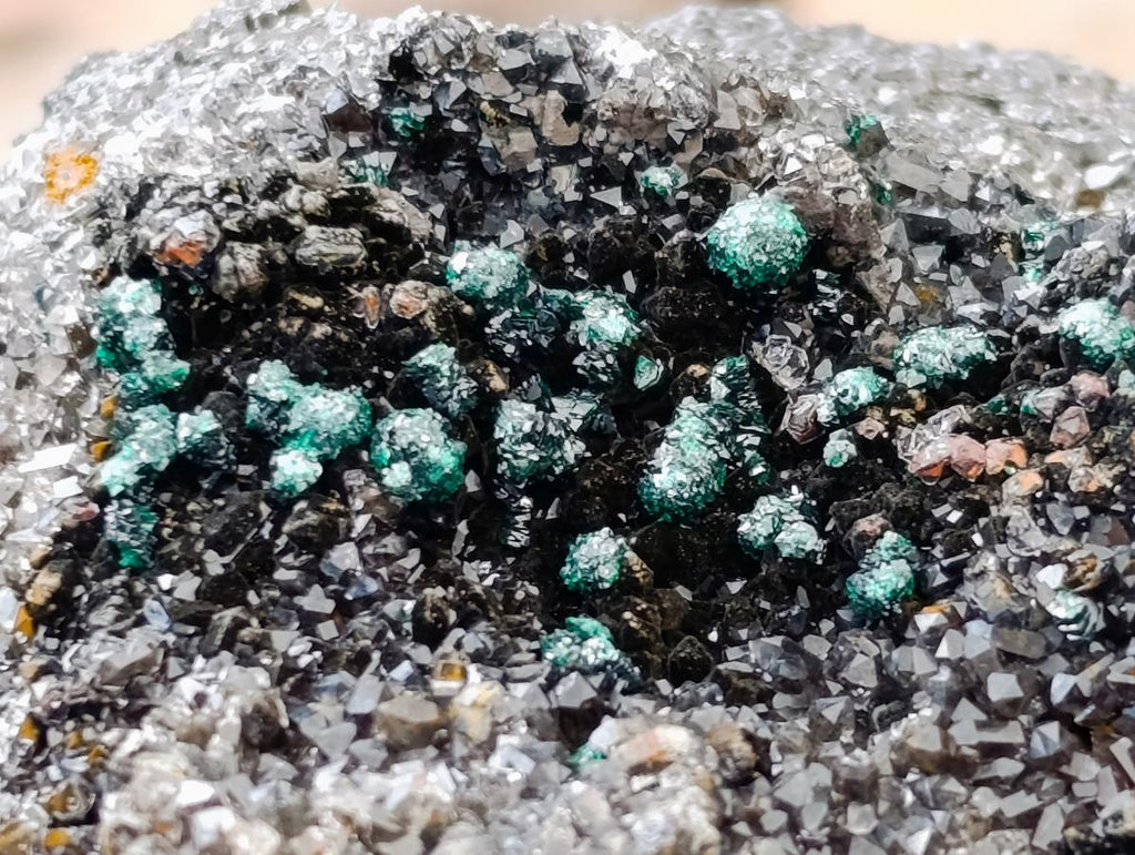 Natural Crystalline Ball Malachite and Quartz on Dolomite Specimens x 2 From Mindingi Mine, Kambove, Congo