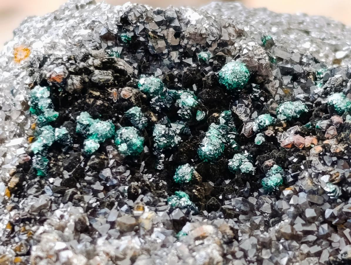 Natural Crystalline Ball Malachite and Quartz on Dolomite Specimens x 2 From Mindingi Mine, Kambove, Congo