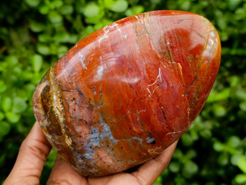Polished Red Flame And Red Jasper Standing Free Forms x 3 From Madagascar