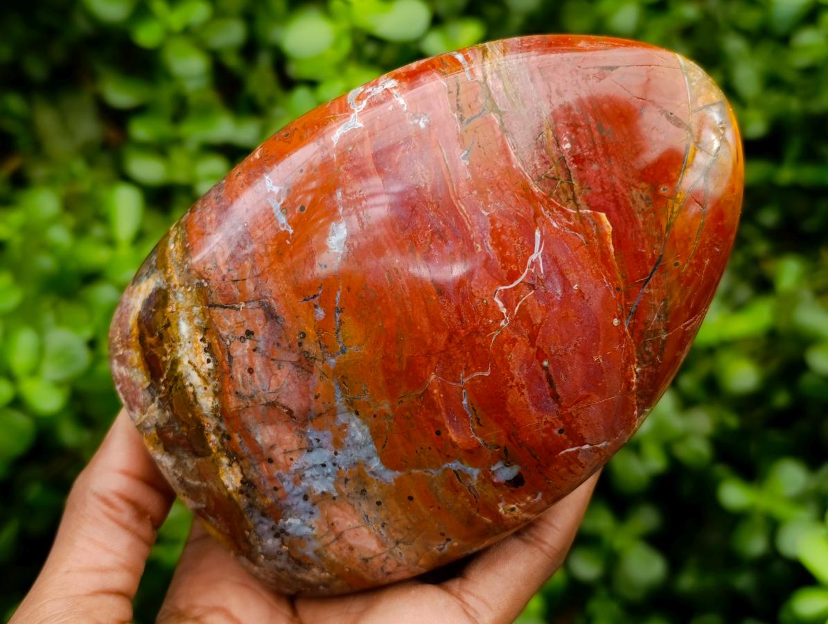 Polished Red Flame And Red Jasper Standing Free Forms x 3 From Madagascar