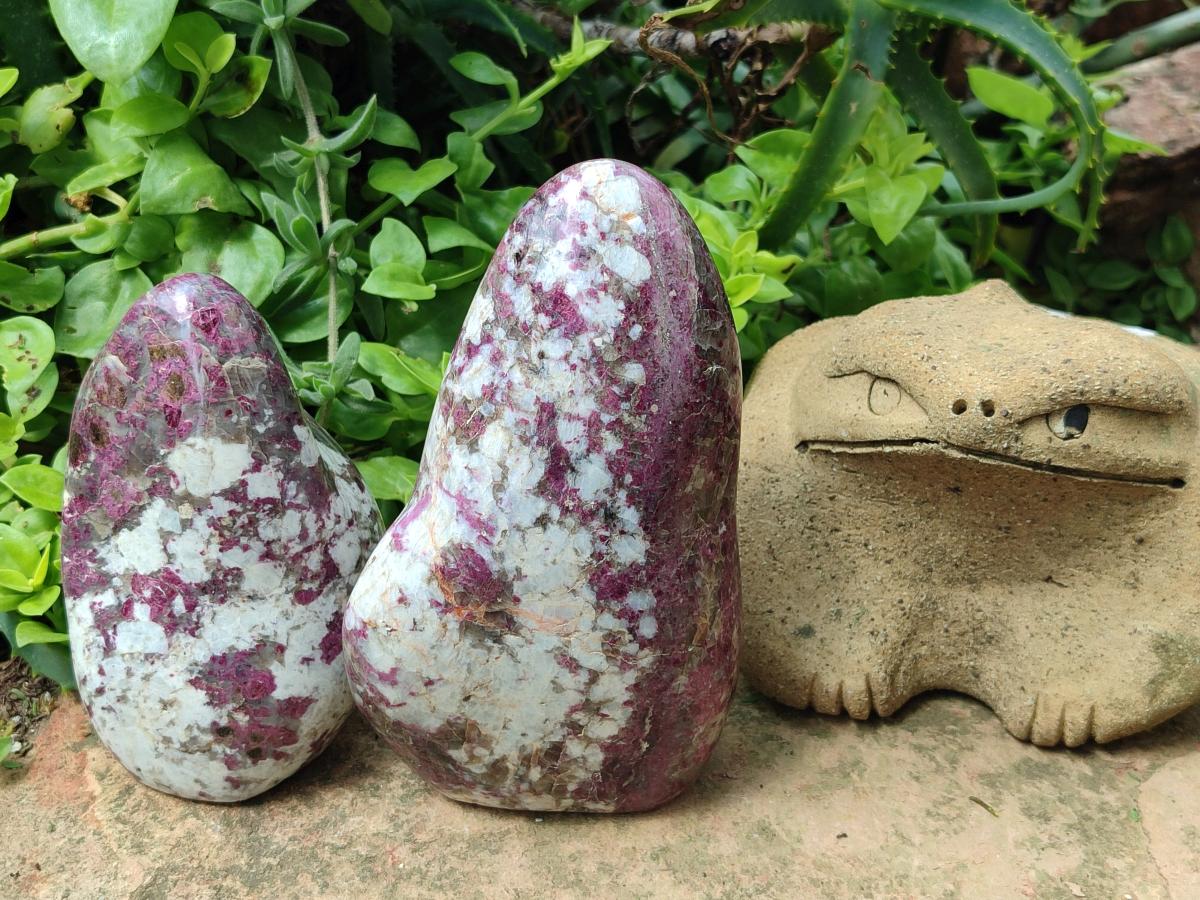 Polished Rubellite Pink Tourmaline Standing Free Forms x 2 From Ambatondrazaka, Madagascar