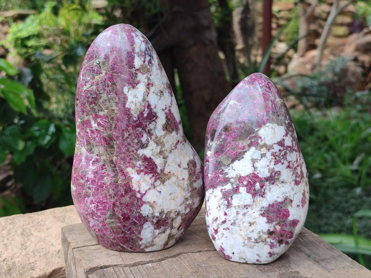 Polished Rubellite Pink Tourmaline Standing Free Forms x 2 From Ambatondrazaka, Madagascar