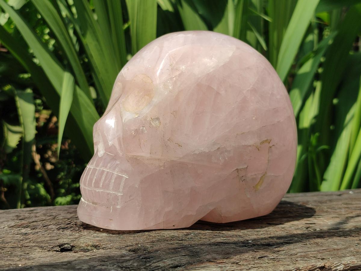 Hand Made Large Rose Quartz Skull Carving x 1 From Madagascar