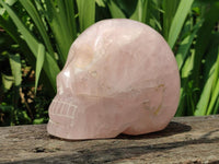 Hand Made Large Rose Quartz Skull Carving x 1 From Madagascar
