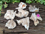Natural Drusy Quartz Coated Spearhead Calcite Specimens x 7 From Albert's Mountain, Lesotho