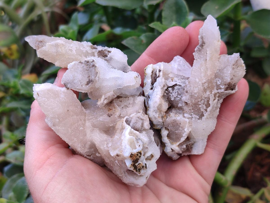 Natural Drusy Quartz Coated Spearhead Calcite Specimens x 7 From Albert's Mountain, Lesotho