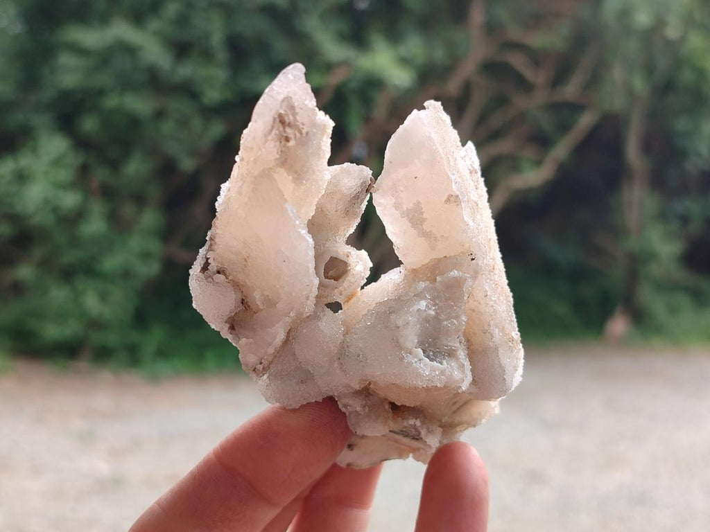Natural Drusy Quartz Coated Spearhead Calcite Specimens x 7 From Albert's Mountain, Lesotho