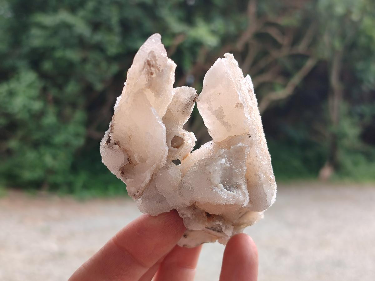 Natural Drusy Quartz Coated Spearhead Calcite Specimens x 7 From Albert's Mountain, Lesotho