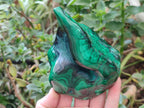 Polished Flower Banded Malachite Free Forms x 3 From Congo
