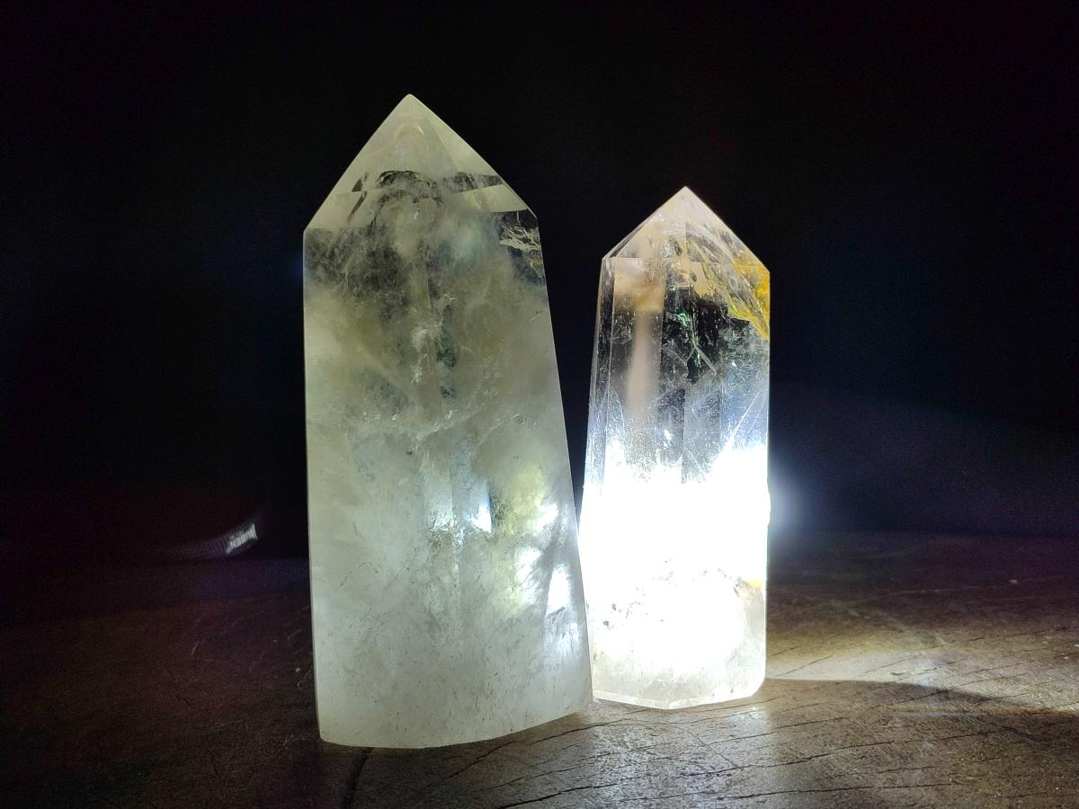 Polished Smokey Window and Citrine Quartz Crystals x 4 From Madagascar