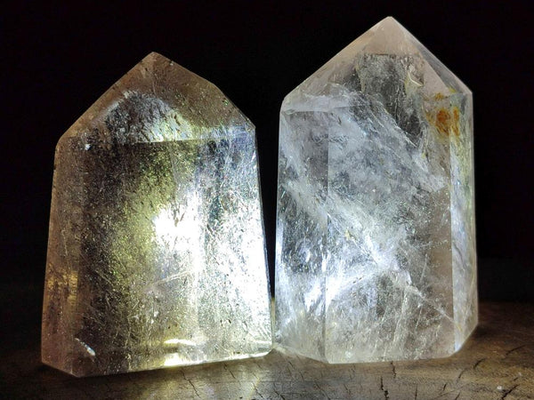 Polished Smokey Window and Citrine Quartz Crystals x 4 From Madagascar