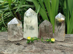Polished Smokey Window and Citrine Quartz Crystals x 4 From Madagascar