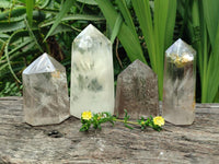 Polished Smokey Window and Citrine Quartz Crystals x 4 From Madagascar