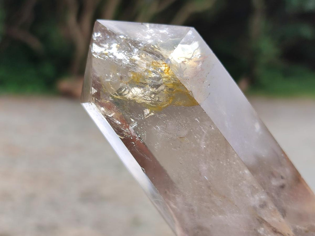 Polished Smokey Window and Citrine Quartz Crystals x 4 From Madagascar
