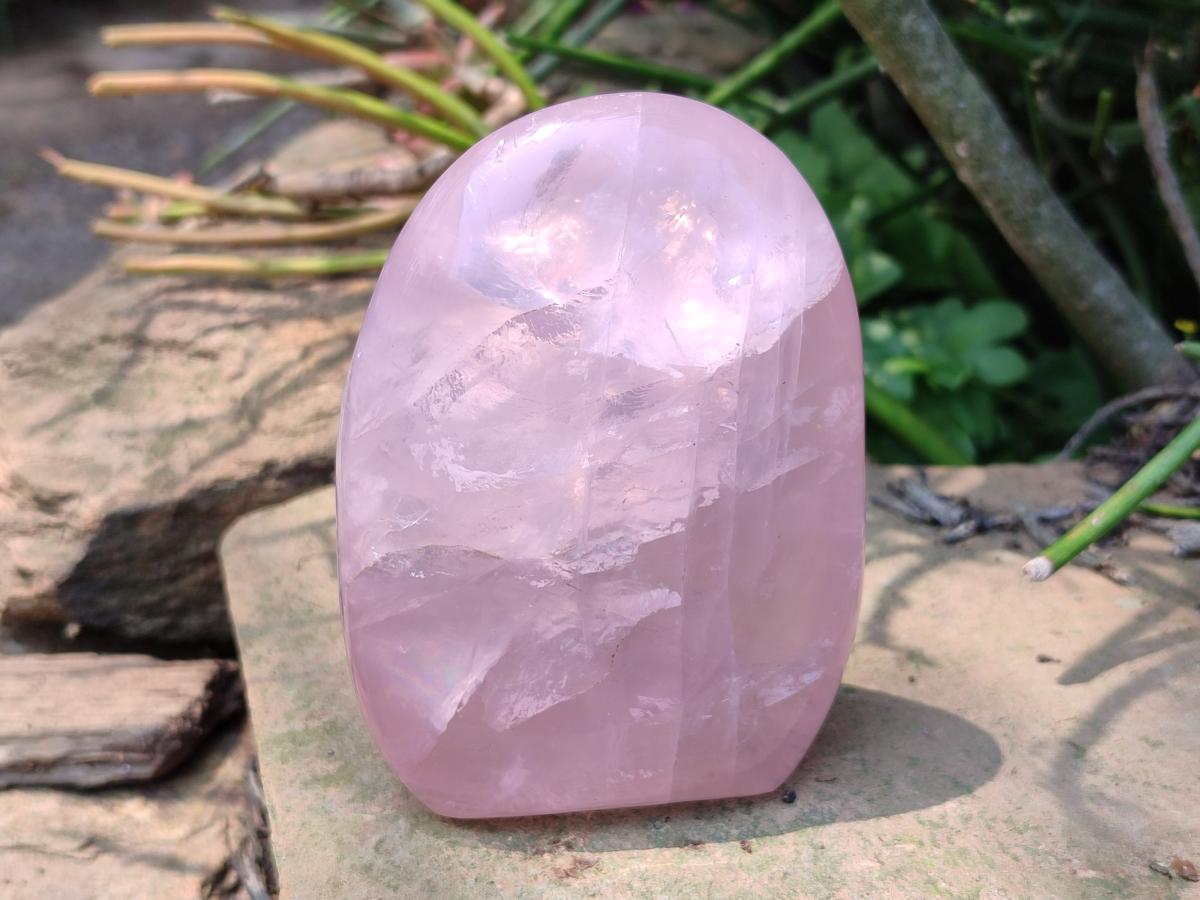 Polished Rose Quartz Standing Free Forms x 2 From Madagascar