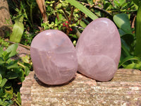 Polished Rose Quartz Standing Free Forms x 2 From Madagascar