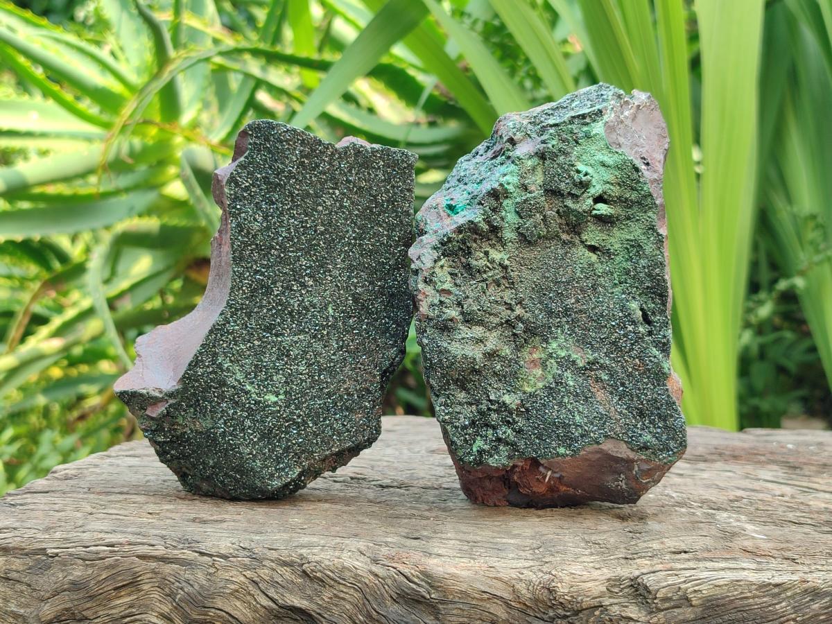 Natural Libethenite Crystals On Dolomite Matrix Specimens x 2 From Shituru, Congo