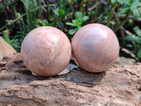 Polished Peach Moonstone Spheres x 6 From Madagascar
