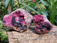 Natural Salrose Cobaltion Dolomite with Heterogenite Specimens x 2 From Kakanda, Congo