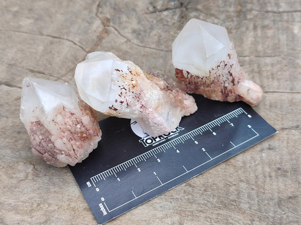 Natural Hematoid Coated Candle Quartz Crystals x 35 From Antsirabe, Madagascar