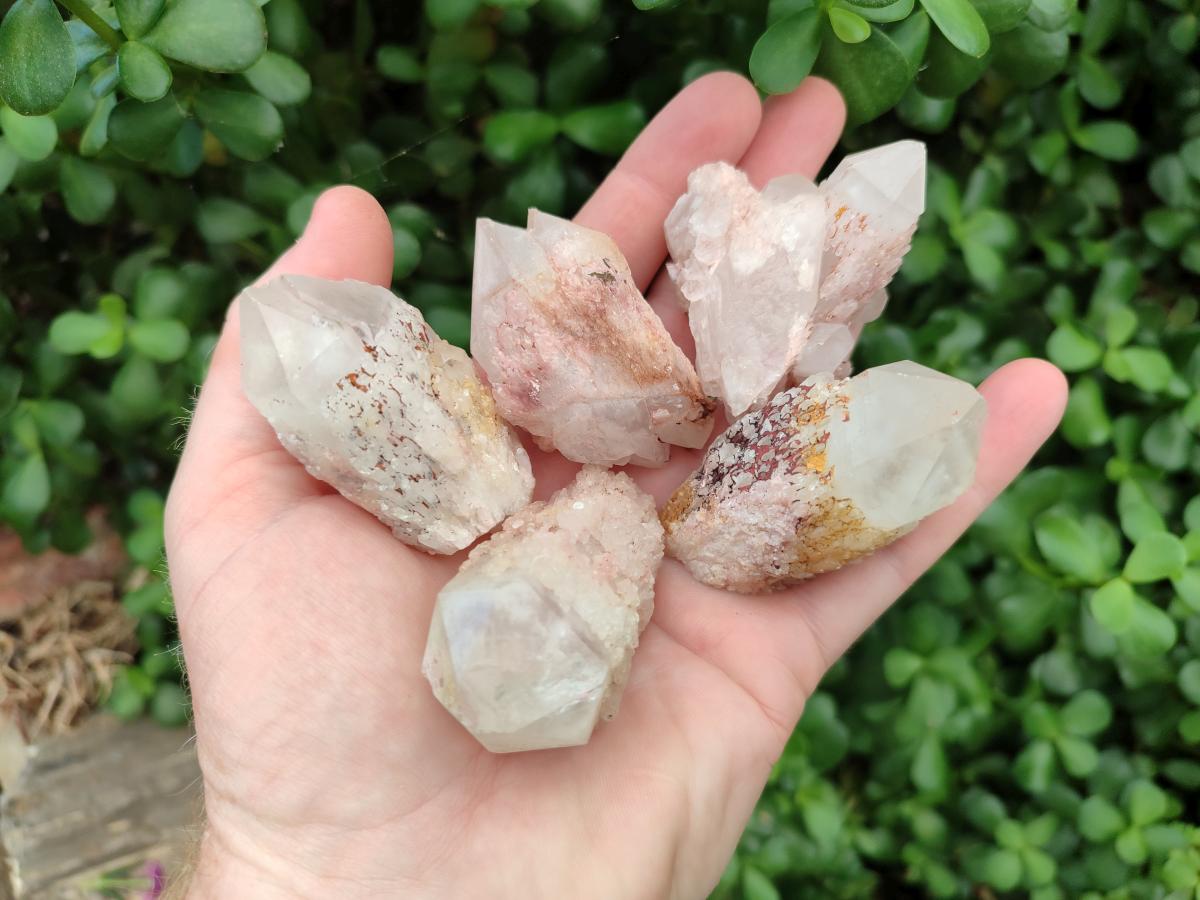 Natural Hematoid Coated Candle Quartz Crystals x 35 From Antsirabe, Madagascar