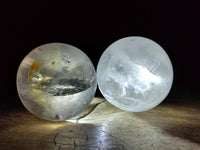 Polished Clear and Smoky Quartz Crystal Balls x 3 From Madagascar