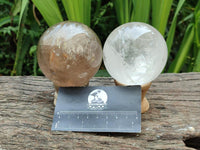 Polished Clear and Smoky Quartz Crystal Balls x 3 From Madagascar