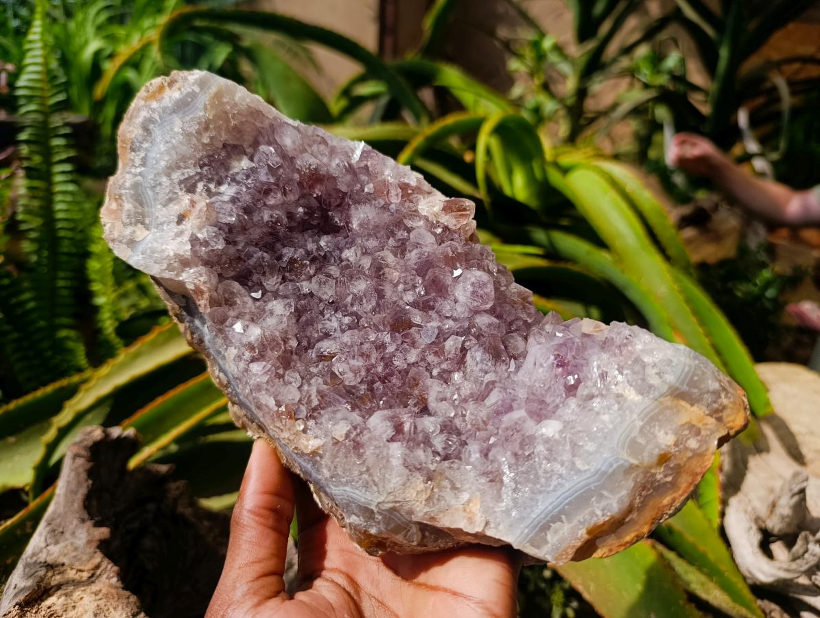 Natural Amethyst Agate Geode Plates x 2 From Zululand, South Africa
