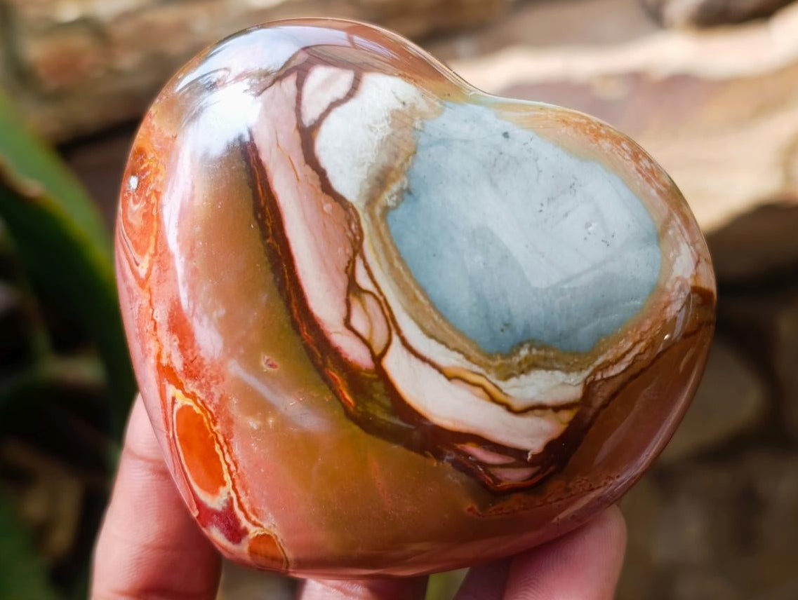 Polished Polychrome Jasper Hearts x 6 From NW Coast, Madagascar