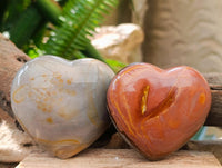 Polished Polychrome Jasper Hearts x 6 From NW Coast, Madagascar