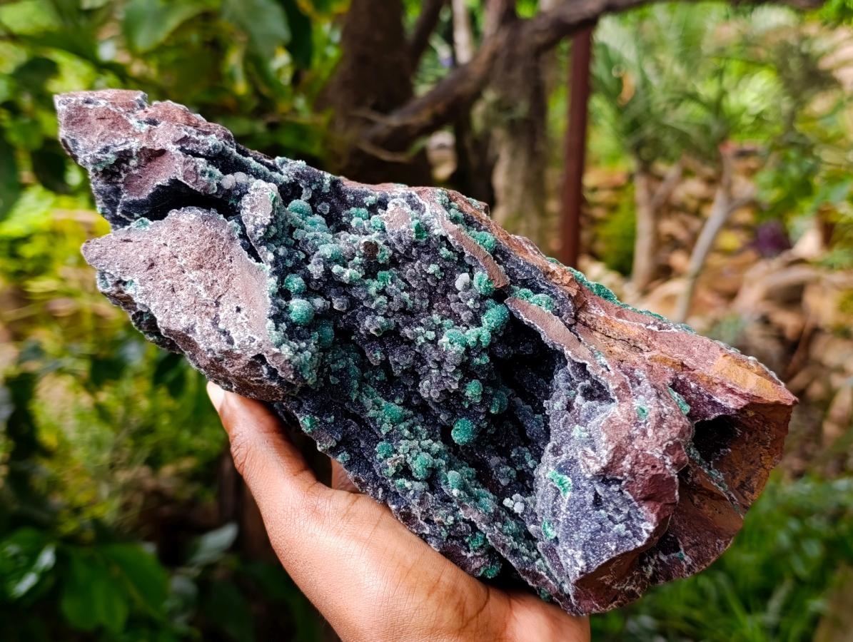 Natural Drusy Quartz Coated Ball Malachite On Dolomite Specimen x 1 From Mindingi Mine, Kambove, Congo