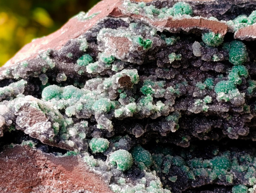 Natural Drusy Quartz Coated Ball Malachite On Dolomite Specimen x 1 From Mindingi Mine, Kambove, Congo