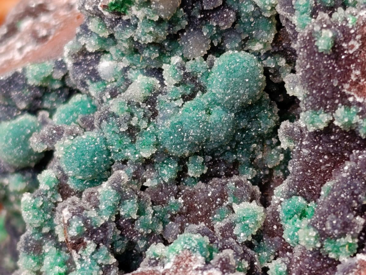 Natural Drusy Quartz Coated Ball Malachite On Dolomite Specimen x 1 From Mindingi Mine, Kambove, Congo