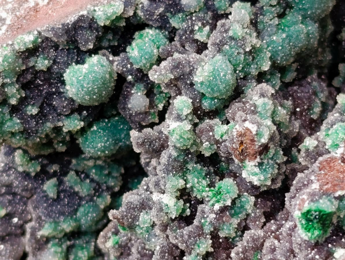 Natural Drusy Quartz Coated Ball Malachite On Dolomite Specimen x 1 From Mindingi Mine, Kambove, Congo