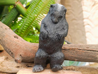 Hand Made Mixed Collie and Badger Carvings x 2 From Zimbabwe