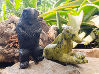 Hand Made Mixed Collie and Badger Carvings x 2 From Zimbabwe