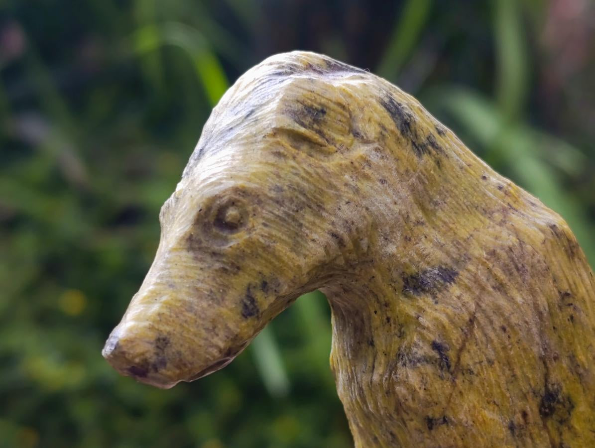 Hand Made Mixed Collie and Badger Carvings x 2 From Zimbabwe