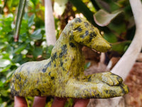 Hand Made Mixed Collie and Badger Carvings x 2 From Zimbabwe