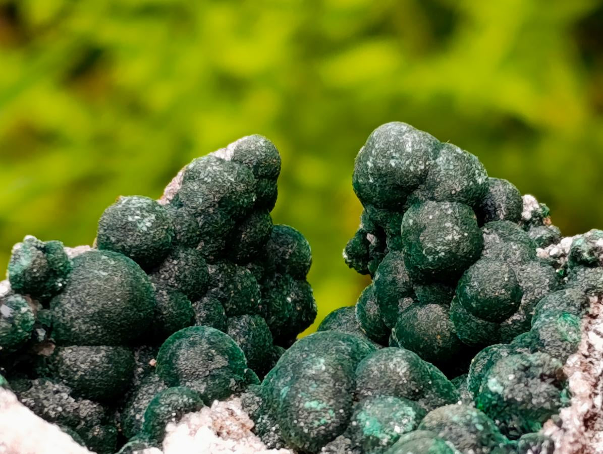 Natural Crystalline Ball Malachite and Quartz on Dolomite Specimen x 1 From Mindingi Mine, Kambove, Congo
