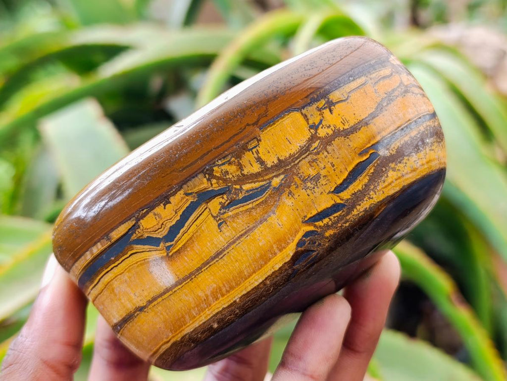 Polished Jumbo Golden Tigers Eye with Banded Iron Stone Free Forms x 4 From Prieska, South Africa